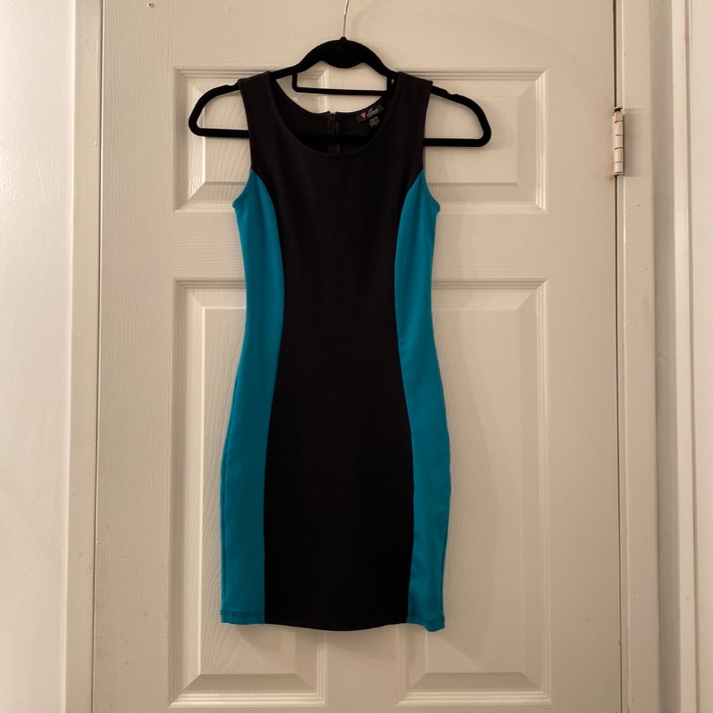 GUESS dress- black and teal